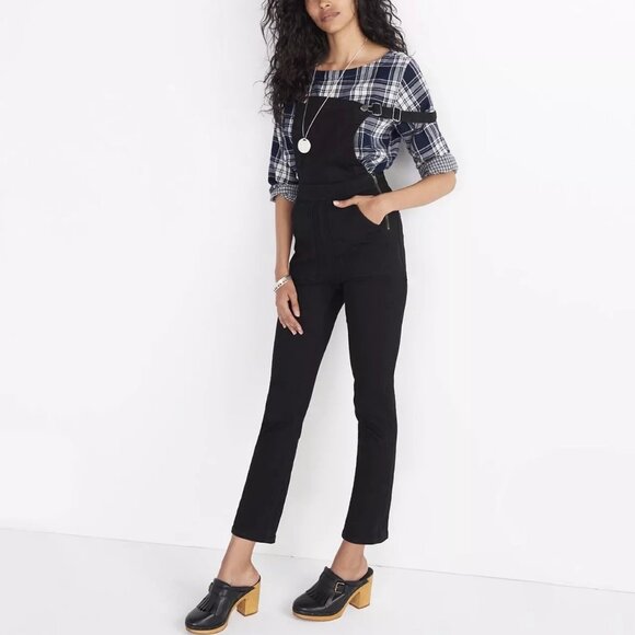 MADEWELL Cali Demi-Boot Overalls Black Jeans Denim Overalls Women's Size XS - Picture 1 of 11